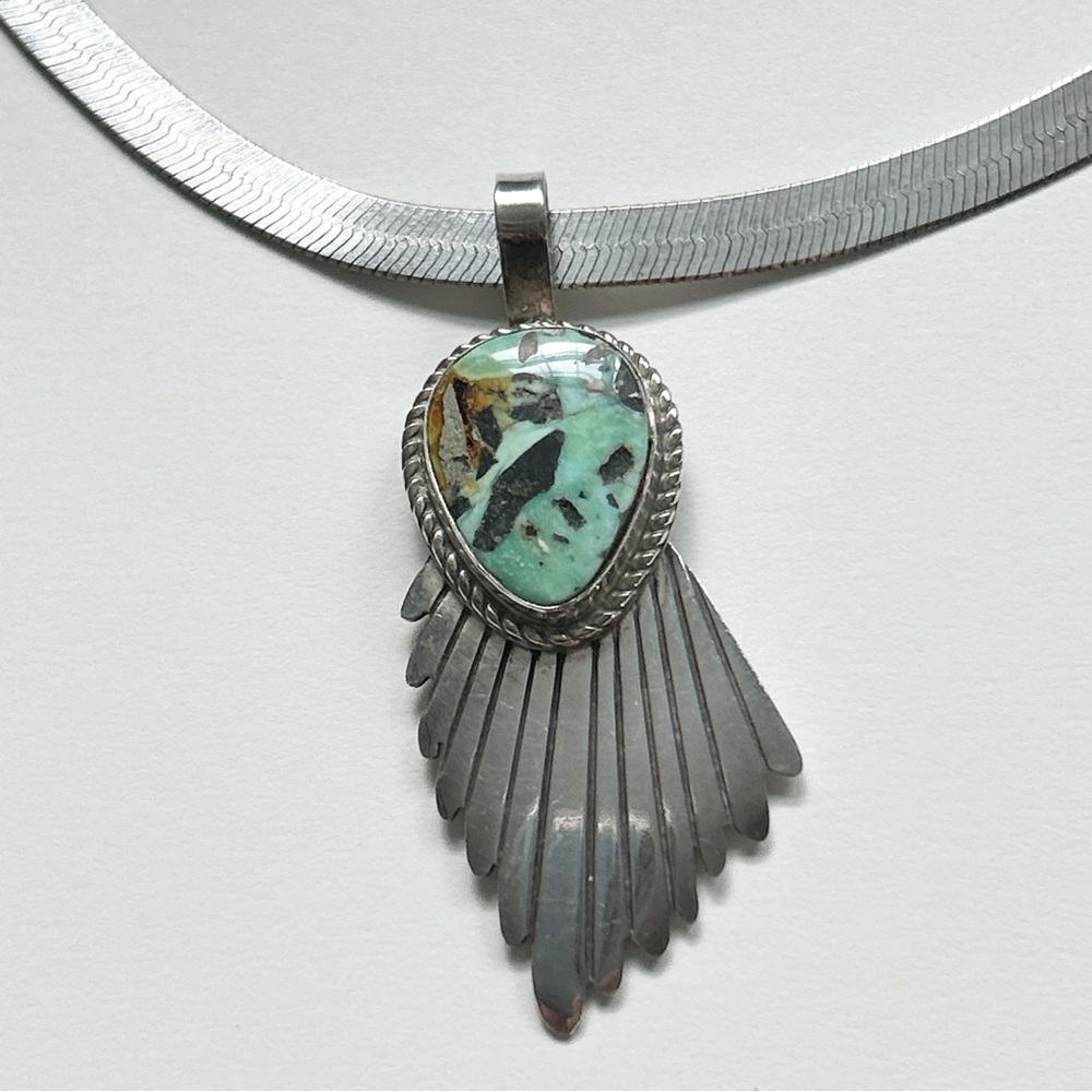 Stunning Vintage Southwestern Turquoise Sterling Silver Necklace - Picture 3 of 9